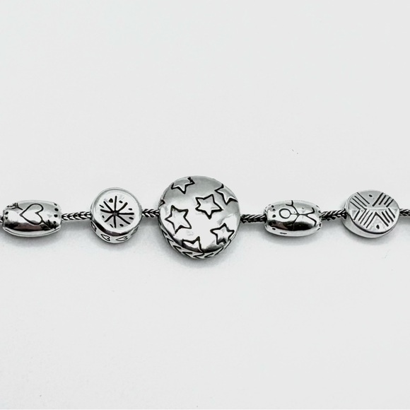 Brighton Stars, Hearts, and Chevron Patterned Silver-Plated Beaded Bracelet - Picture 6 of 8